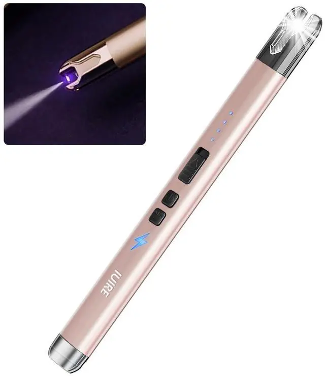 Main image of IUIRE Electric Candle Lighter with Flashlight USB C Rechargeable Arc Lighters for Candles Windproof Plasma for Camping BBQ Stove Home Emergency with Safety Switch & LED Battery Display