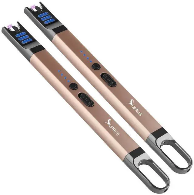 Main image of SUPRUS Candle Electric Arc Lighter Windproof Flameless USB Rechargeable Lighter with LED Light for Candle Camping BBQ Cooking (Champagne Gold&Champagne Gold)