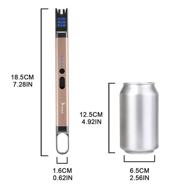 Alt view image 6 of 7 - SUPRUS Candle Electric Arc Lighter Windproof Flameless USB Rechargeable Lighter with LED Light for Candle Camping BBQ Cooking (Champagne Gold&Champagne Gold)