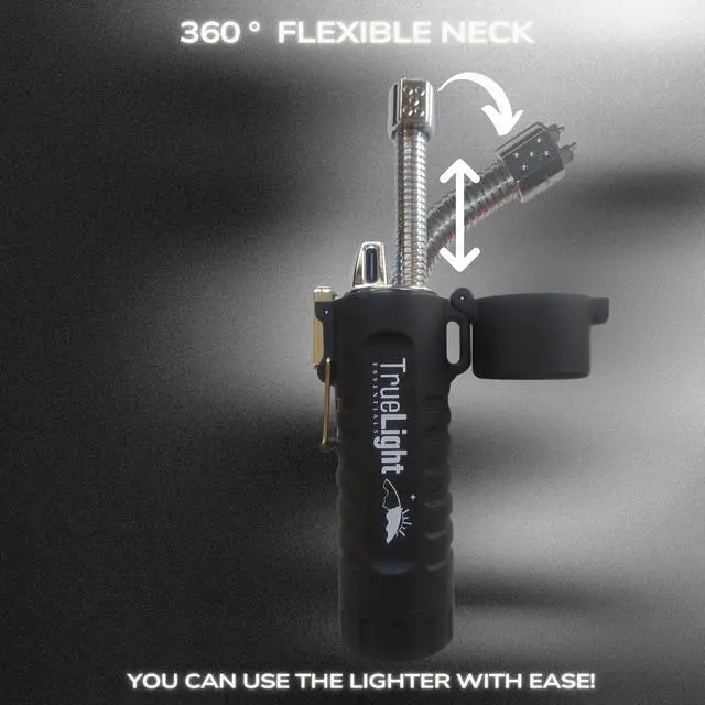 Alt view image 4 of 7 - TrueLightEssentials Electric Rechargeable Plasma Lighter - Waterproof USB Arc Lighters with Flashlight LED Battery Indicator and Flexible Neck for Candle Survival Camping Emergency (Black, Long)