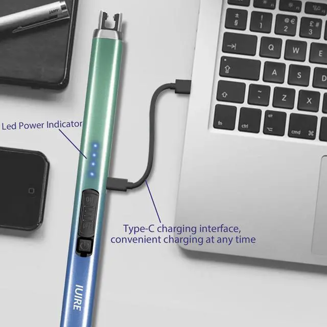 Alt view image 2 of 6 - Electric Candle Lighter with Flashlight USB C Rechargeable Arc Lighters for Candles Windproof Plasma for Camping BBQ Stove Home Emergency with Safety Switch LED Battery Display