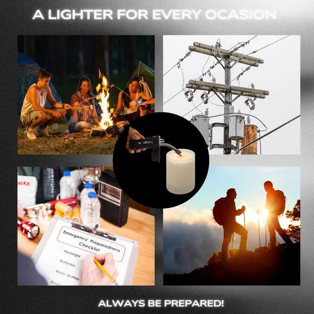 Alt view image 7 of 7 - TrueLightEssentials Electric Rechargeable Plasma Lighter - Waterproof USB Arc Lighters with Flashlight LED Battery Indicator and Flexible Neck for Candle Survival Camping Emergency (Black, Long)