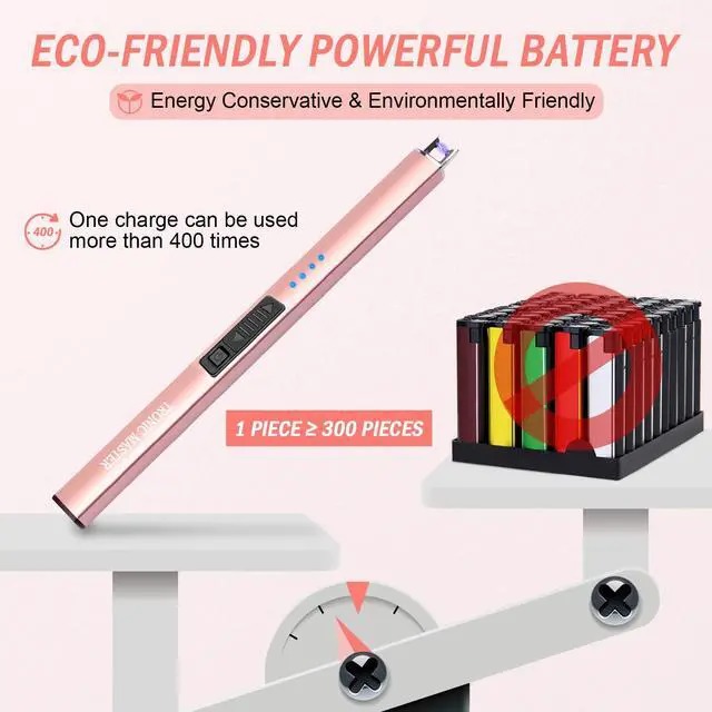 Alt view image 6 of 7 - Electric Candle Lighter Valentine's Day Gifts for Women Mom Men Wife USB Arc Rechargeable Windproof Lighter for Candle BBQ Birthday Housewarming Gift Idals (Rose Gold)