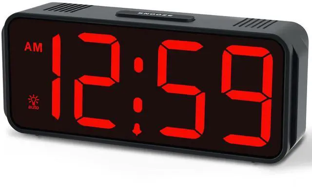 Main image of Small Battery Powered Digital Alarm Clocks for Bedrooms Bedside, Cordless Tiny Travel Portable Desk Clock, Large Numbers Auto Dimmable, LED Display 4 Dimmers, 5 Alarm Volumes