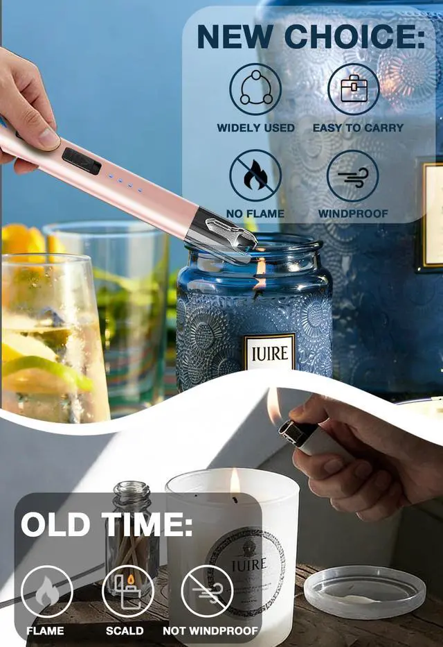 Alt view image 3 of 6 - IUIRE Electric Candle Lighter with Flashlight USB C Rechargeable Arc Lighters for Candles Windproof Plasma for Camping BBQ Stove Home Emergency with Safety Switch & LED Battery Display