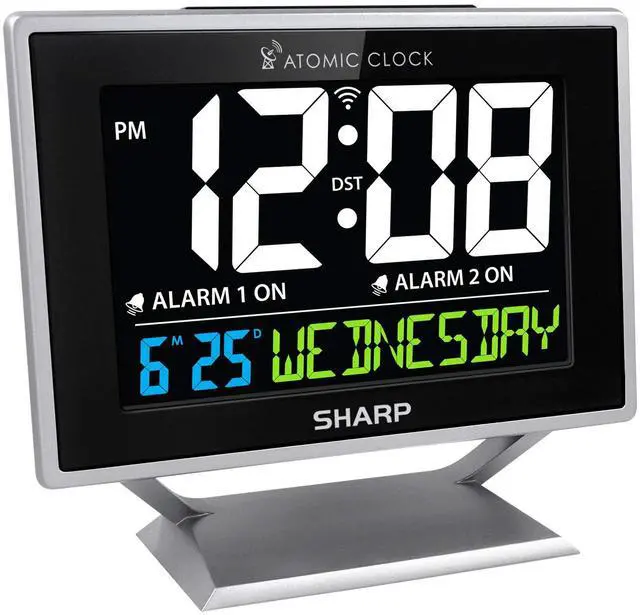 Main image of Desktop Dual Alarm Clock with Color Display - Atomic Accuracy - Calendar & Day of Week Time/Date Display