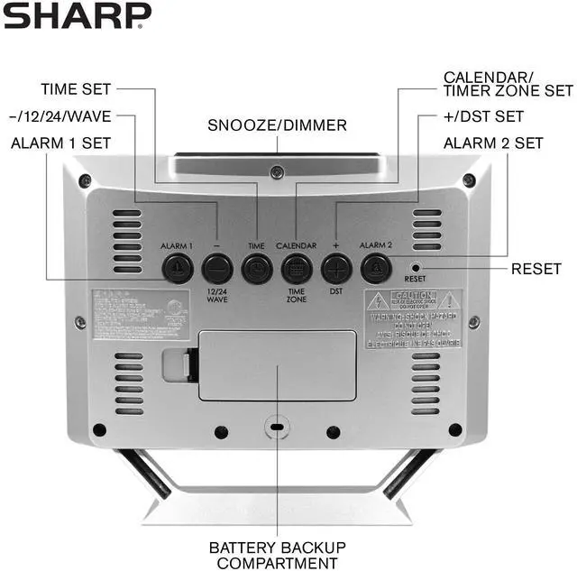 Alt view image 4 of 7 - Desktop Dual Alarm Clock with Color Display - Atomic Accuracy - Calendar & Day of Week Time/Date Display