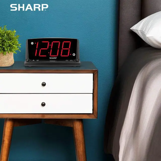 Alt view image 5 of 7 - Sharp LED Digital Alarm Clock Simple Operation - Easy to See Large Numbers, Built in Night Light, Loud Beep Alarm with Snooze, Bright Big Red Digit Display