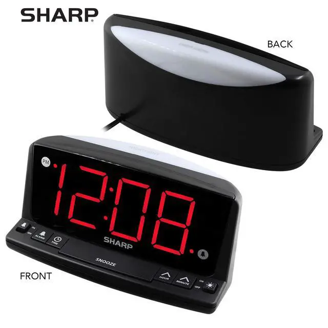 Alt view image 7 of 7 - Sharp LED Digital Alarm Clock Simple Operation - Easy to See Large Numbers, Built in Night Light, Loud Beep Alarm with Snooze, Bright Big Red Digit Display