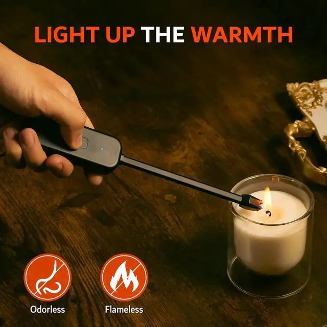 Alt view image 5 of 7 - Candle Lighter, Windproof Electric Lighter Arc Lighter with USB-C Charging Battery Indicator | X-Type Plasma Beams | for Candles, Cooking, Stoves, Camping