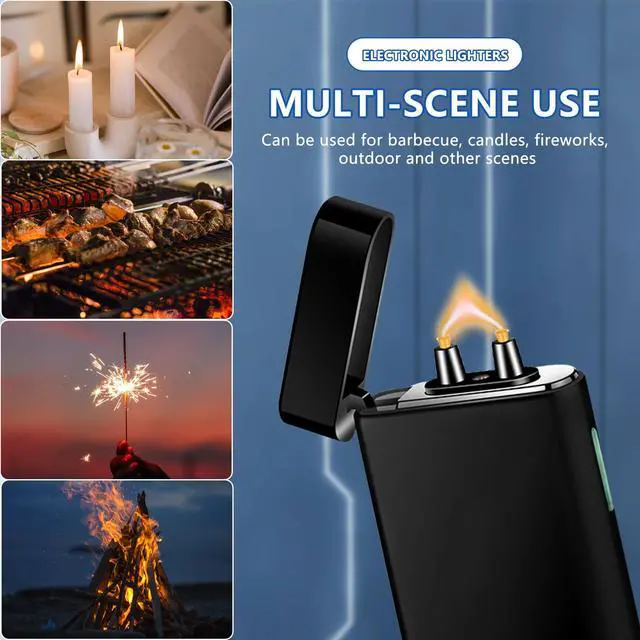 Alt view image 6 of 6 - SKRFIRE High-Power Plasma Arc Lighter USB Rechargeable Windproof Electric Lighter with Multi-Mode Flashlight, Digital Battery Display, Perfect for Camping, BBQ & Outdoor Survival(Black)