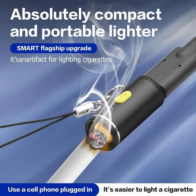 Alt view image 2 of 7 - YAODHAOD Electric Lighter USB C, Windproof Flameless Arc Lighter, 2-Pack (Black)