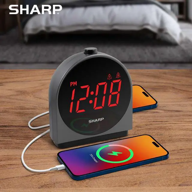 Alt view image 6 of 6 - Alarm Clock for Bedroom, 2 Alarms, Easy to Read Display, Simple Basic Digital Clock with Dual USB and USB-C Charging Ports, Dimmable, Snooze, Perfect for Kids, Teens, Senior, Home Office, Black