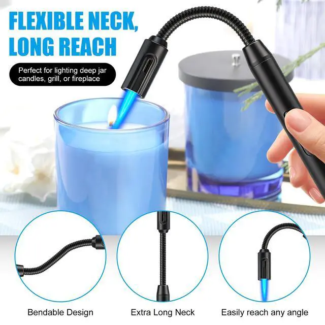 Alt view image 3 of 7 - LcFun Torch Lighter Refillable Butane Lighters with Flexible Long Neck and Visible Fuel Window, Windproof Jet Flame Long Matches for Candles Grill Fireplace Kitchen Camping (Butane Not Included)