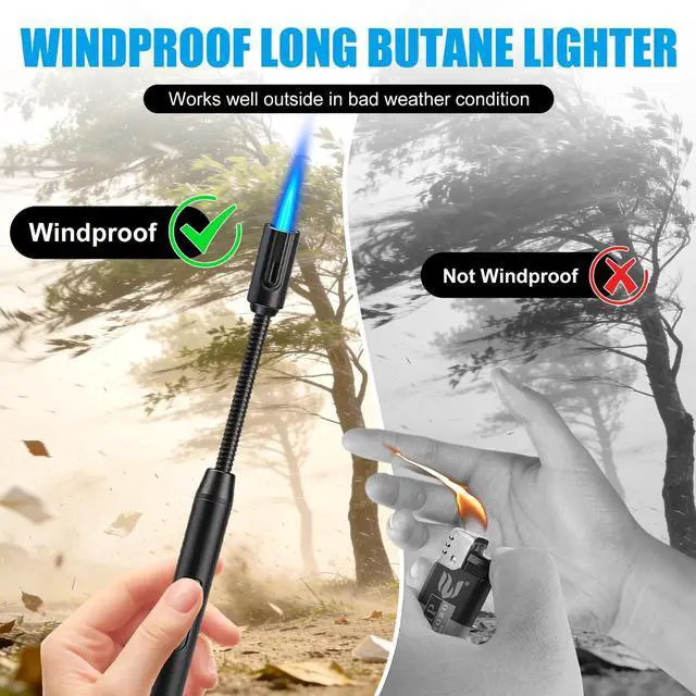 Alt view image 6 of 7 - LcFun Torch Lighter Refillable Butane Lighters with Flexible Long Neck and Visible Fuel Window, Windproof Jet Flame Long Matches for Candles Grill Fireplace Kitchen Camping (Butane Not Included)