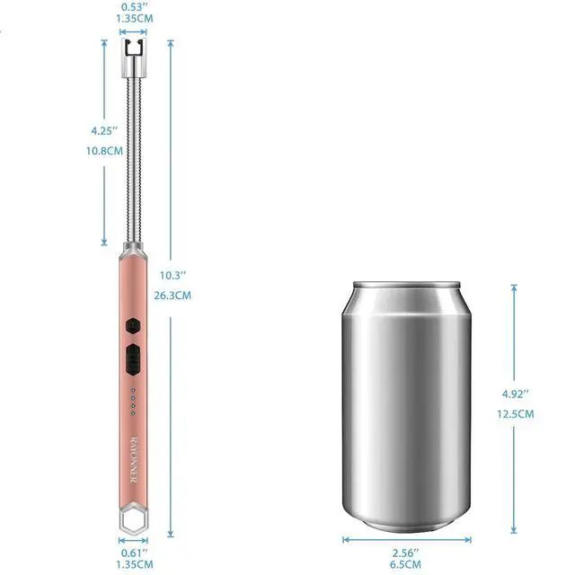 Alt view image 7 of 7 - RAYONNER USB Rechargeable Electric Candle Lighter Windproof Plasma Arc Lighter with Flexible Neck for Deep Jars, BBQ, Camping Flameless Fire Starter Christmas Stocking Stuffers Gift (Black&Rose Gold)