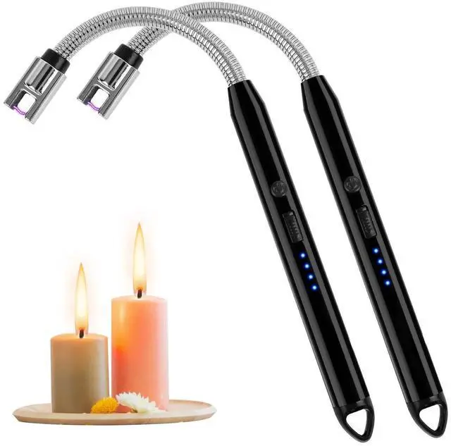 Main image of 2 Pack Electric Candle Lighters USB Rechargeable Plasma Arc, Windproof Flameless with Flexible Neck for Candles, Fireplace, BBQ, Camping