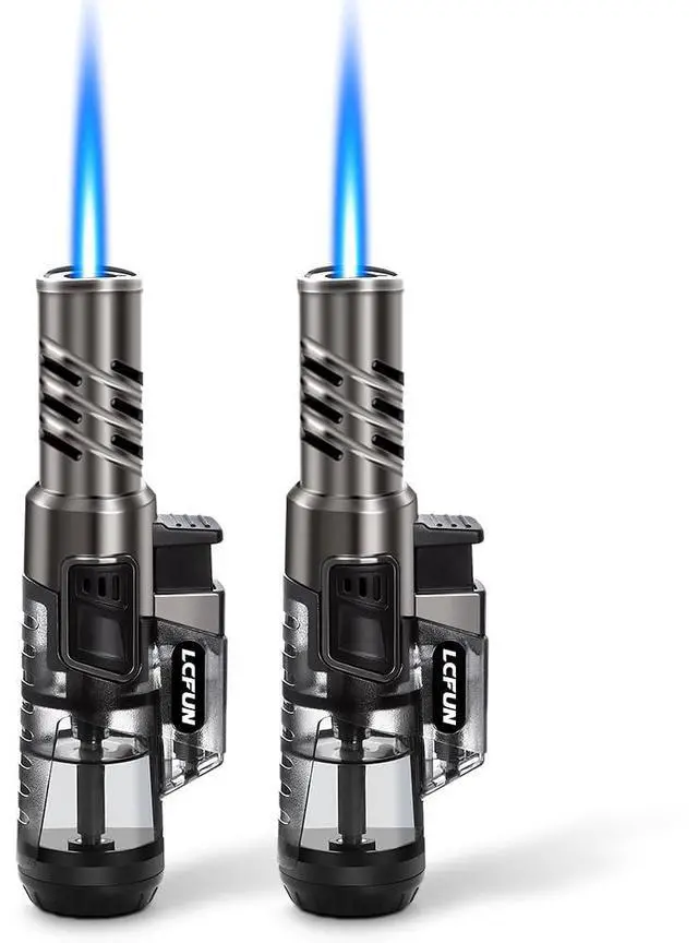 Main image of LcFun Torch Lighter 2 Pack Windproof Adjustable Single Jet Flame Butane Lighter Refillable Gas Lighter for Candle Camping Grill BBQ Fireplace (Butane Not Included)