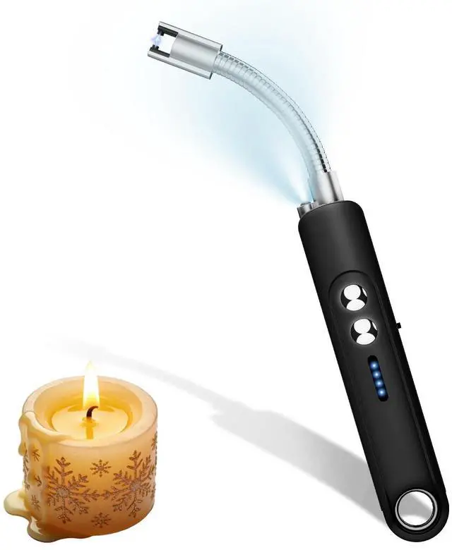 Main image of Lighters for Candle,Flameless Plasma Arc Electric Lighter USB C Rechargeable, Long Flexible Neck with Safety Switch for Birthday, Fireplace, Stocking Stuffers Gifts (Black)