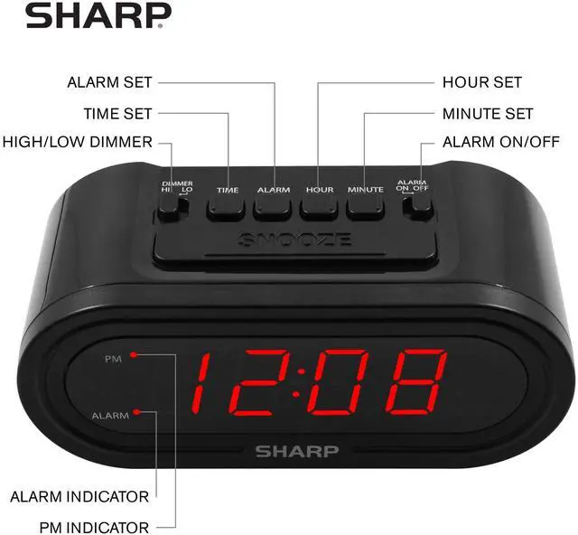 Alt view image 3 of 6 - AccuSet Automatic Smart Alarm Clock Self-Setting Digital Clock, Auto Time & DST Adjustment, Easy-Read Red LED Display, Battery Backup, Simple Plug-and-Play Clock for Seniors & Bedrooms