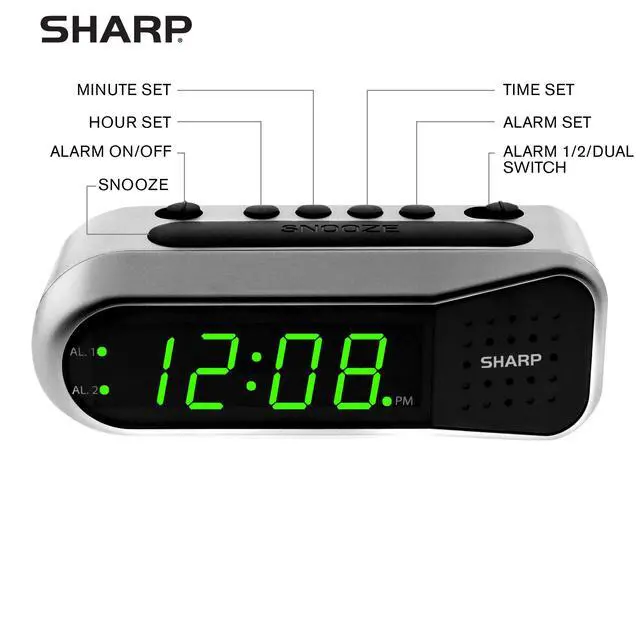 Alt view image 3 of 6 - Digital Alarm Clock - Ascending Alarm Begins Faintly and Grows Increasing Louder, Gentle Wake Up Experience, Dual Alarm - Battery Back-up, Easy to Use with Simple Operation (Brushed Silver)