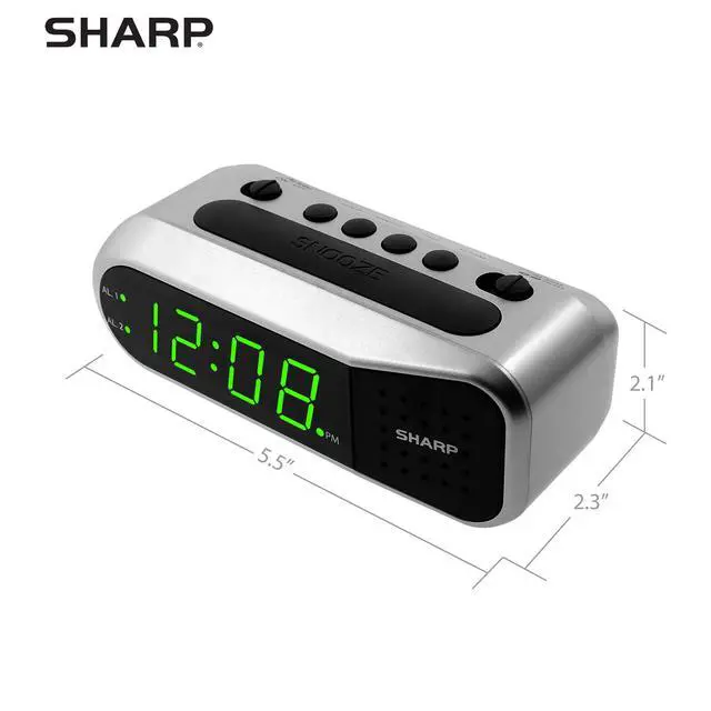 Alt view image 4 of 6 - Digital Alarm Clock - Ascending Alarm Begins Faintly and Grows Increasing Louder, Gentle Wake Up Experience, Dual Alarm - Battery Back-up, Easy to Use with Simple Operation (Brushed Silver)