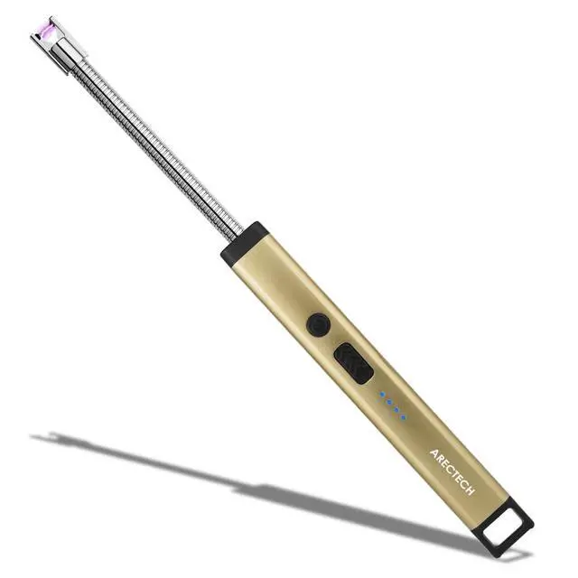 Main image of ARECTECH Candle Electric Lighter Rechargeable USB Arc Lighters for Candle Camping Fireworks Christmas Birthday Gifts with LED Light for Men Women Gold