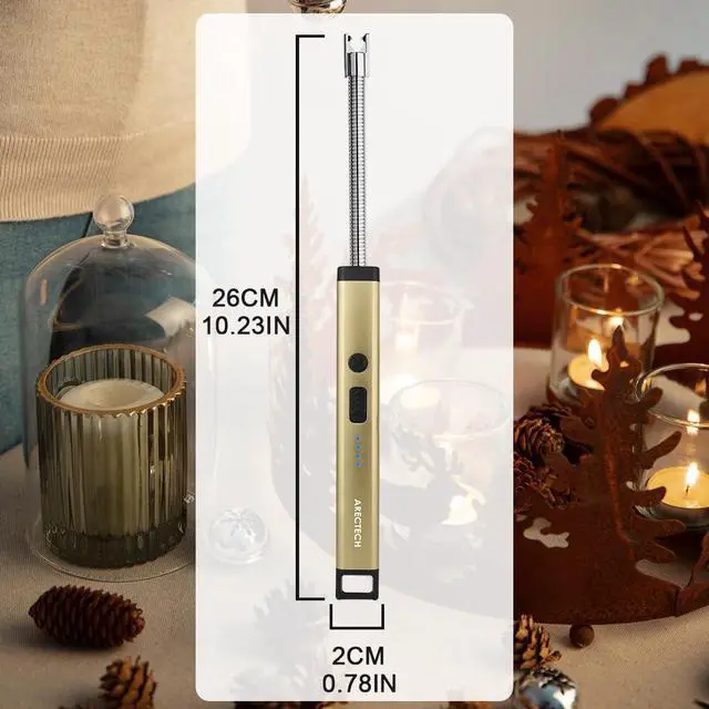 Alt view image 7 of 7 - ARECTECH Candle Electric Lighter Rechargeable USB Arc Lighters for Candle Camping Fireworks Christmas Birthday Gifts with LED Light for Men Women Gold