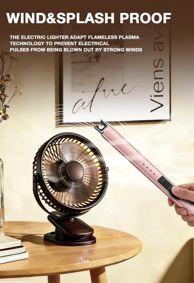 Alt view image 5 of 7 - RAYONNER Rechargeable Electric Candle Lighter Windproof Plasma Arc Lighter for Deep Jars BBQ Camping Flameless Fire Starter Christmas Stocking Stuffers Gift Rose Gold+Sierra Blue