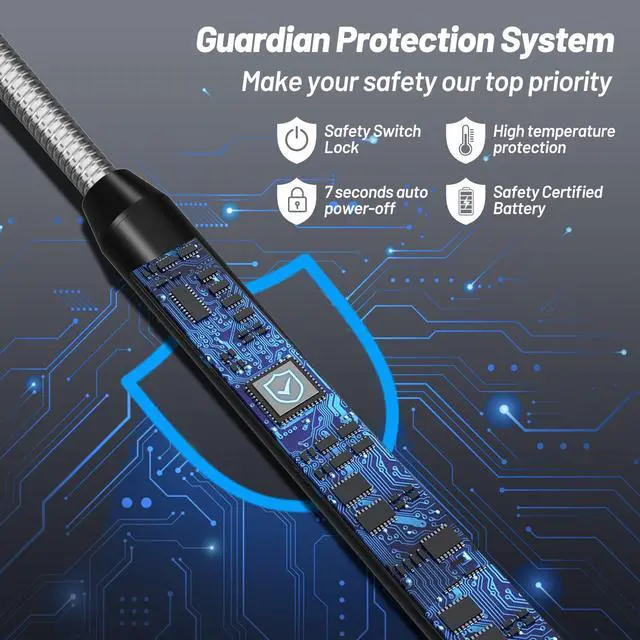 Alt view image 5 of 6 - AJIJING Electric Candle Lighter, Safty Lock, Long Flexible Neck, USB Type-C Port, Rechargeable Lighter, Windproof Flameless, Led Display, for Home Kitchen (Black)