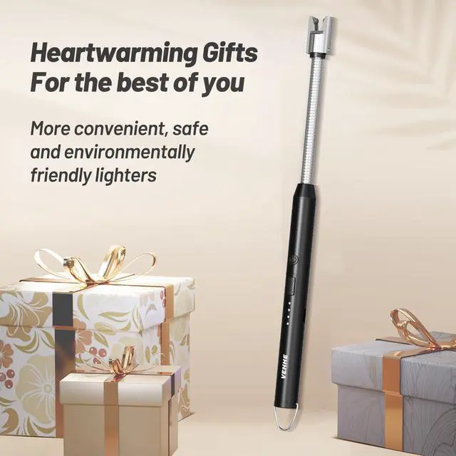 Alt view image 6 of 6 - AJIJING Electric Candle Lighter, Safty Lock, Long Flexible Neck, USB Type-C Port, Rechargeable Lighter, Windproof Flameless, Led Display, for Home Kitchen (Black)