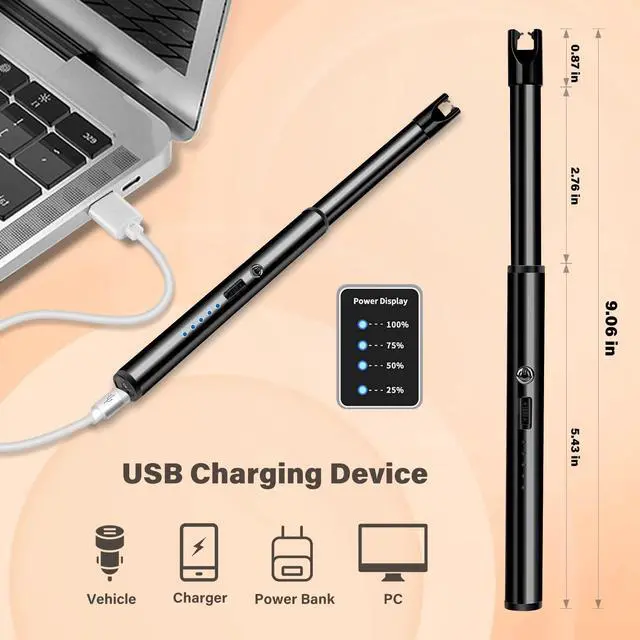 Alt view image 4 of 6 - Navpeak Electric Candle Lighter Windproof USB Rechargeable Flameless Long Neck Lighter for Candles Gas Stove Fireplace BBQ Kitchen Grills (Black)