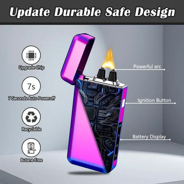 Alt view image 4 of 6 - SKRFIRE Plasma Lighters Rechargeable Dragon USB Lighters, Electric Lighter Windproof Electronic Arc Flame Lighter with LED Power Display for Candle, Incense, Gifts for Men, Women (Color)