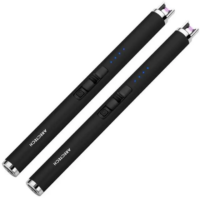 Main image of ARECTECH Rechargeable Electric Candle Lighter Arc Plasma Windproof Lighter for Candle Kitchen Birthday Gift for Mom Men Wife with Type-C Cable Black 2 Pack