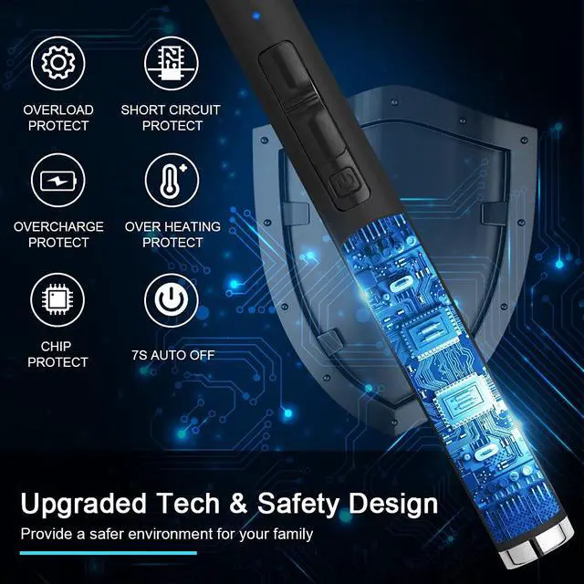 Alt view image 5 of 7 - ARECTECH Rechargeable Electric Candle Lighter Arc Plasma Windproof Lighter for Candle Kitchen Birthday Gift for Mom Men Wife with Type-C Cable Black 2 Pack