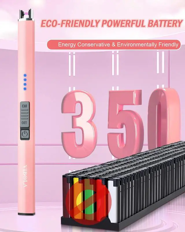 Alt view image 2 of 7 - Rechargeable Lighter Electric Candle Lighters Arc Plasma Flameless Windproof USB Lighter Multi-Safety Protection (Rose Gold)