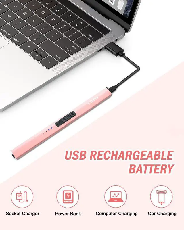 Alt view image 6 of 7 - Rechargeable Lighter Electric Candle Lighters Arc Plasma Flameless Windproof USB Lighter Multi-Safety Protection (Rose Gold)