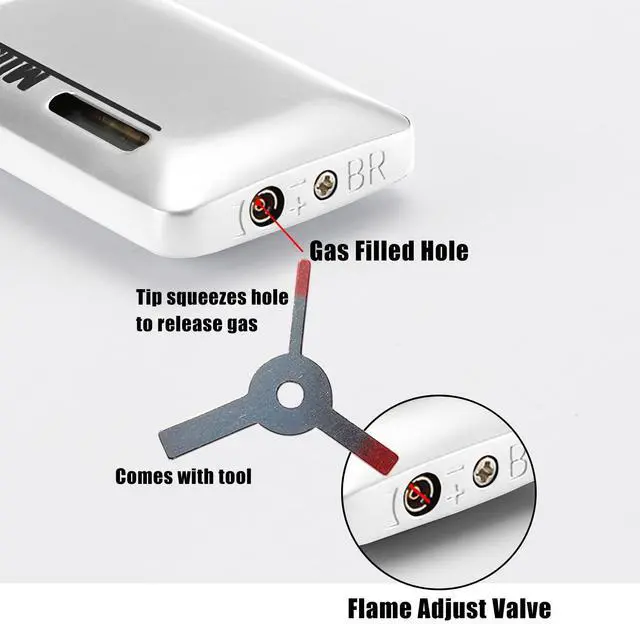 Alt view image 3 of 6 - Cponmist 2 Pack Mini Butane Lighter, Double Jet Torch Lighter with Visible Window, Refillable and Adjustable Pocket Lighter, Great Little Gift for Men and Women, Black and White (Without Gas)