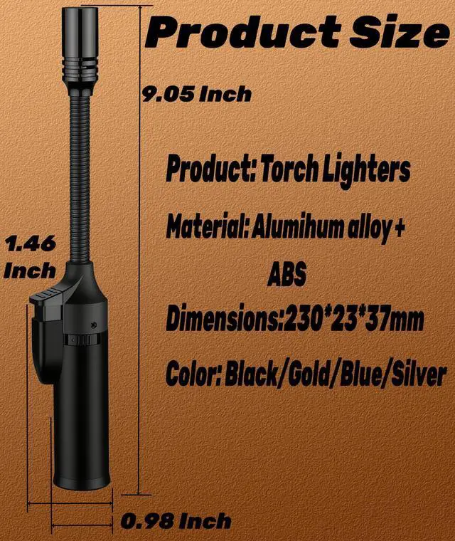 Alt view image 2 of 5 - 4 Pack Long Butane Torch Lighter with 360° Flexible Neck & Safety Lock, Mini Refillable Windproof Adjustable Jet Flame Butane Gas Lighter for Candle Camping BBQ Grill Fireplace (Fuel Not Included)