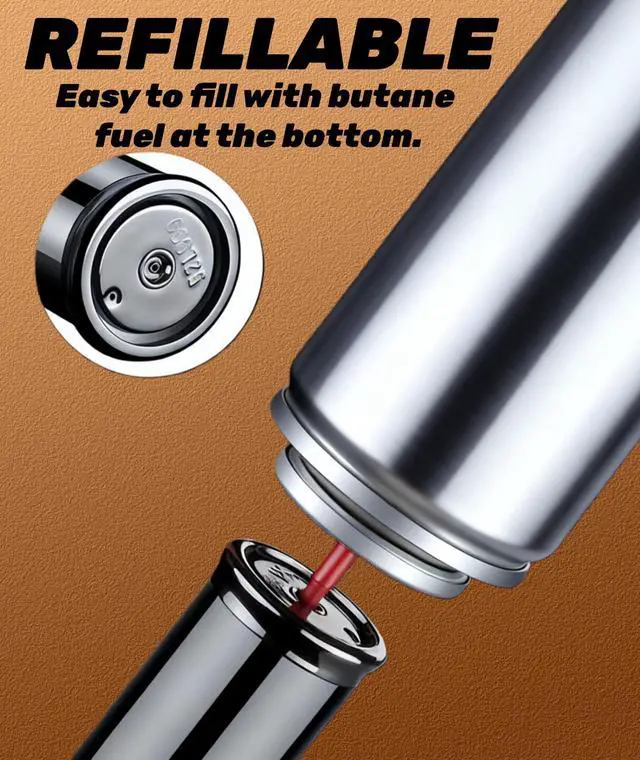 Alt view image 3 of 5 - 4 Pack Long Butane Torch Lighter with 360° Flexible Neck & Safety Lock, Mini Refillable Windproof Adjustable Jet Flame Butane Gas Lighter for Candle Camping BBQ Grill Fireplace (Fuel Not Included)