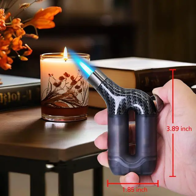 Alt view image 6 of 6 - Laffizz 2 Pack Torch Lighter Single Jet Flame Refillable Butane Lighters Windproof Gas Torch Lighters Adjustable Jet Cool Lighter for Camping Candle BBQ Grill(Fuel Not Included)