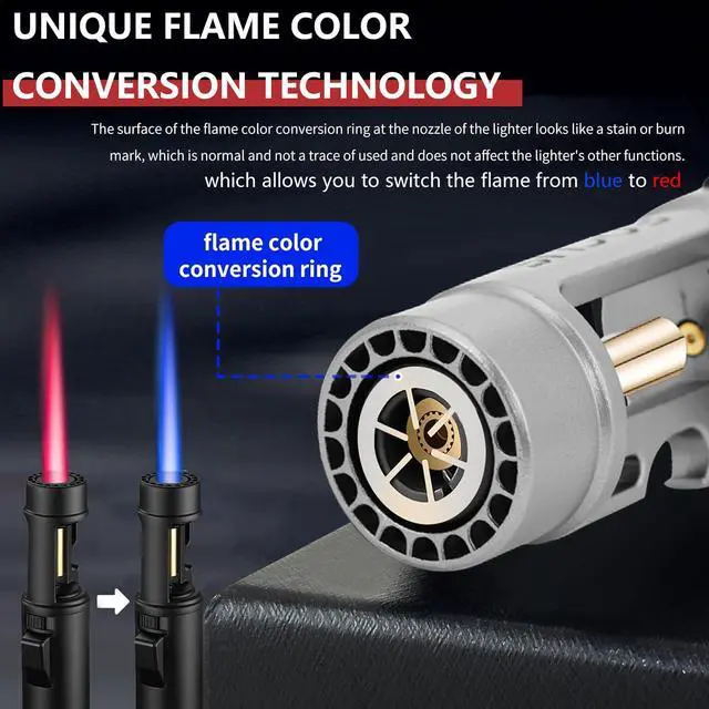 Alt view image 3 of 7 - Torch Lighter, Butane Refillable Multifunction Straight Flame Bright Lighter Windproof Adjustable Color with Safety Lock Jet Lightsaber Flame for Outdoor, Campfires, BBQ, Candles, Camping