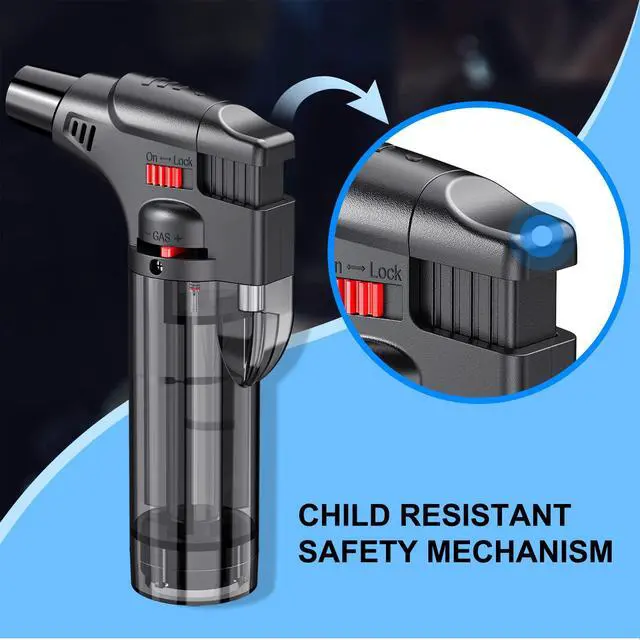 Alt view image 2 of 7 - Torch Lighters, 4 Pack, Butane Refillable Jet Flame Torch Lighter, Windproof, Safe, Multi Utility Lighter for Candles, Fireplaces, Campfires, Grill (Without Butane)