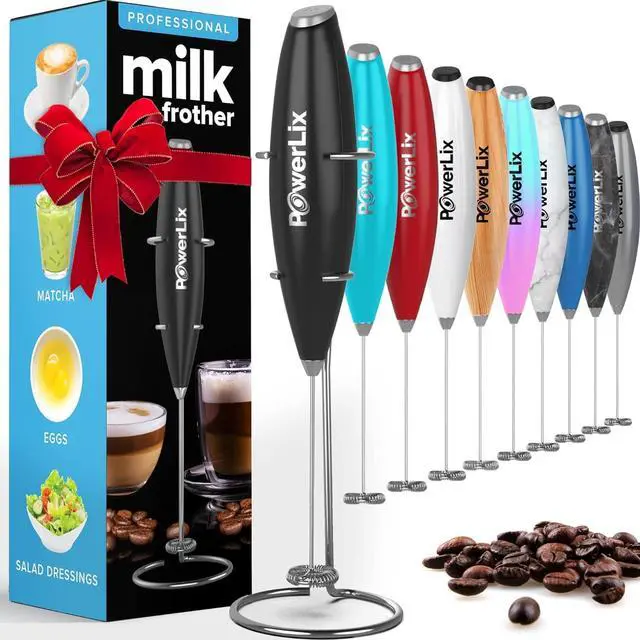 Main image of Powerful Handheld Milk Frother With Stand Battery Operated Foam Maker Frother Wand For Coffee (A Black) (A Black)