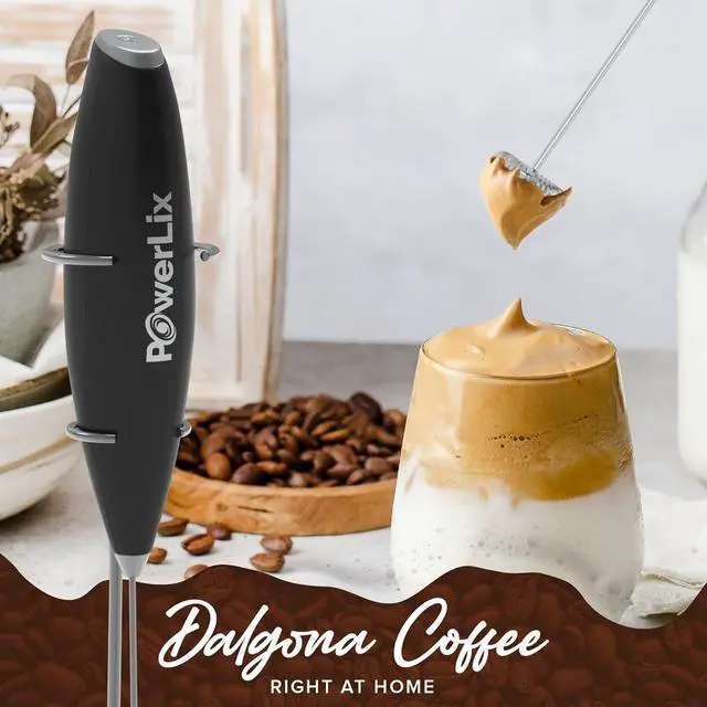 Alt view image 2 of 7 - Powerful Handheld Milk Frother With Stand Battery Operated Foam Maker Frother Wand For Coffee (A Black) (A Black)