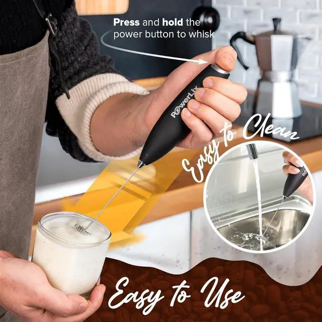 Alt view image 4 of 7 - Powerful Handheld Milk Frother With Stand Battery Operated Foam Maker Frother Wand For Coffee (A Black) (A Black)