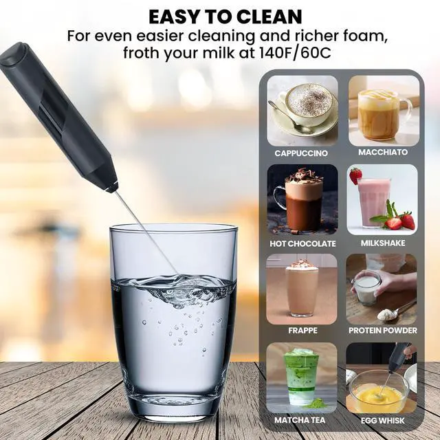 Alt view image 5 of 6 - Milk Frother Handheld Battery Operated with Stainless Steel Stand for Kitchen Coffee Bar - Coffee Maker Frother Wand for Latte Cappuccino - Protein Shaker - Hand Mixer Electric Handheld