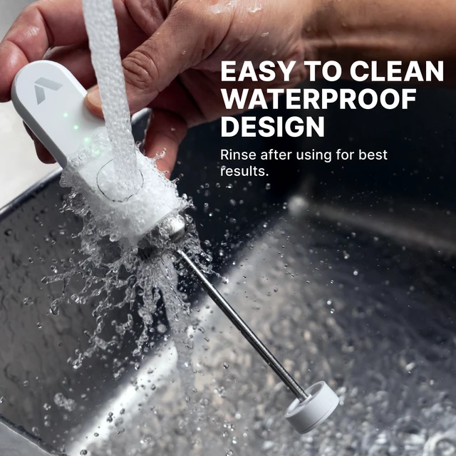 Alt view image 6 of 6 - NanoFoamer Lithium Milk Frother Rechargeable Handheld Foamer | Milk Foamer NanoScreen Technology, USB-C Charging, Dual-Speed Control - White