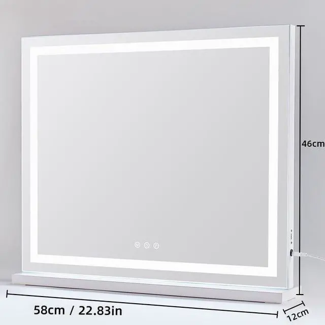 Alt view image 3 of 6 - Lighted Makeup Mirror, 18.1" x 22.8" Hollywood Vanity Mirror with Lights, Three Color Lighting Modes, with 5X Magnification Mirror, Smart Touch Control, 360°Rotation (White)