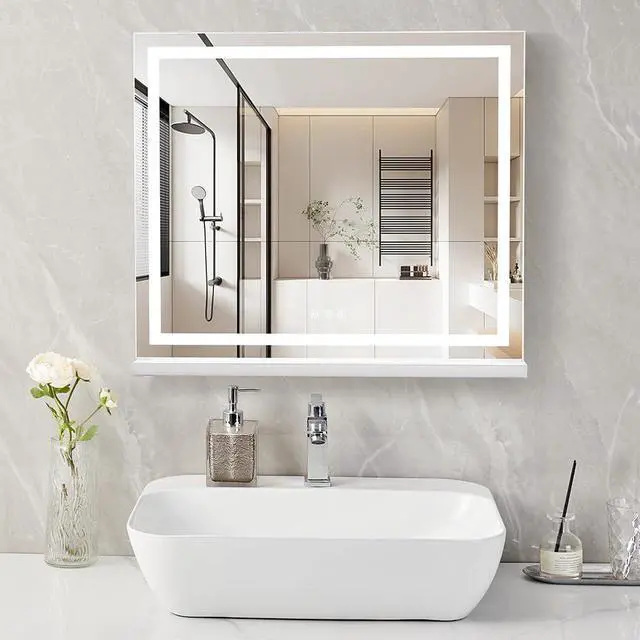 Alt view image 4 of 6 - Lighted Makeup Mirror, 18.1" x 22.8" Hollywood Vanity Mirror with Lights, Three Color Lighting Modes, with 5X Magnification Mirror, Smart Touch Control, 360°Rotation (White)